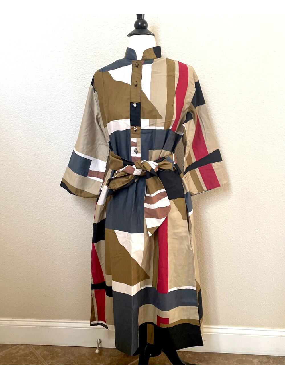 VTG 70s M/L Catherine Quest Penthouse Gallery Colorful Smock Shirt Dress Belted